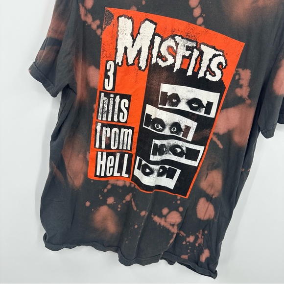 Misfits 3 Hits From Hell Custom Bleached Short Sleeve Shirt OS Upcycled Music - Picture 3 of 7